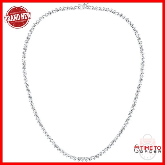 4mm Cubic Zirconia Tennis Necklace 18K White Gold Plated 16-24 Inch